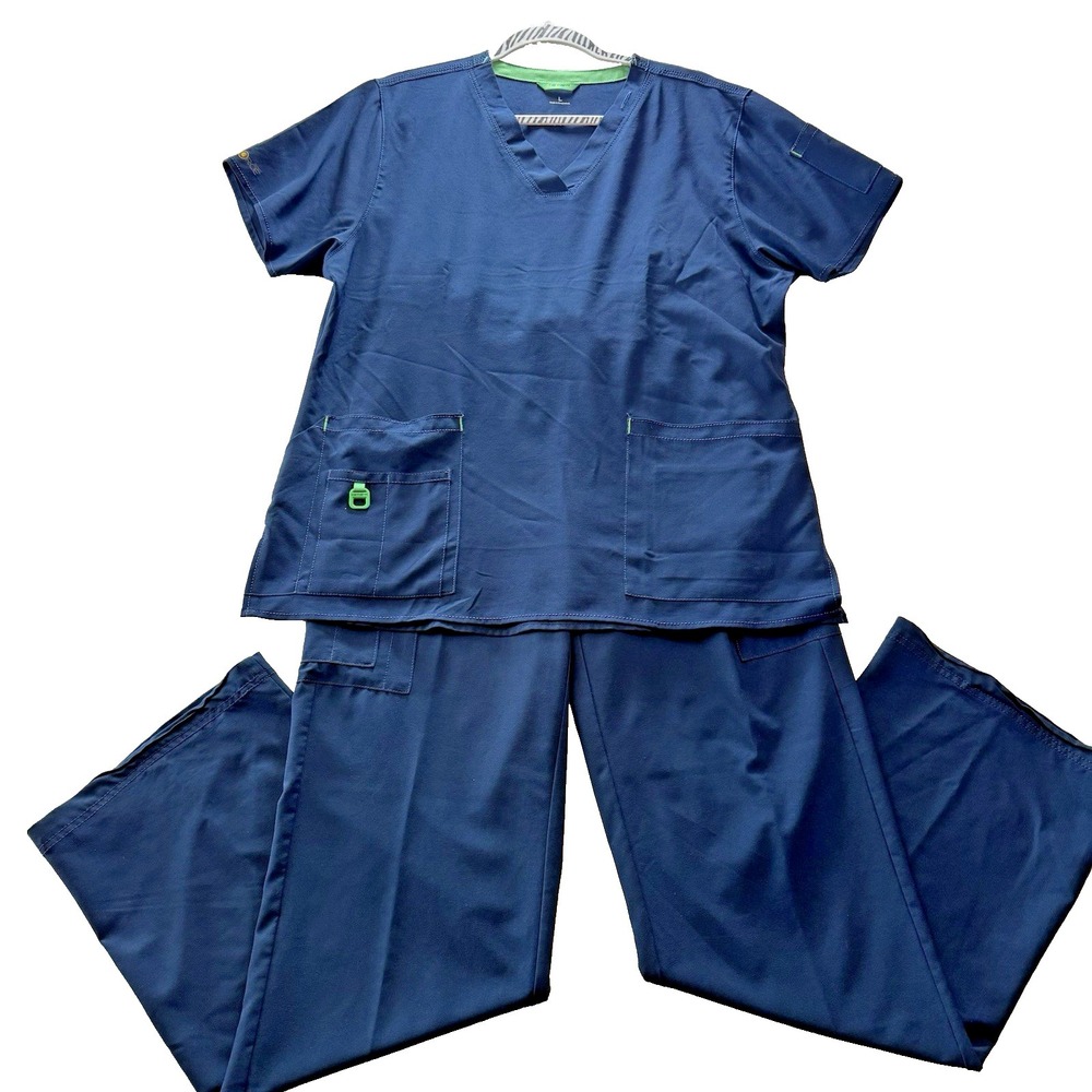Carhartt Force scrub set women L Top and M Tall pants Dark blue and green color